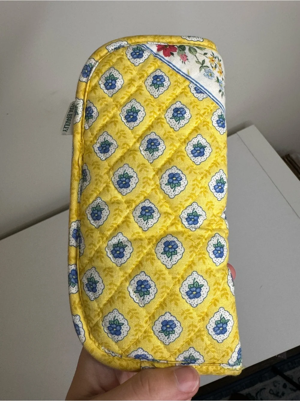 Vera Bradley Elizabeth Yellow Floral Quilted Eyeglasses Case Vintage Made USA